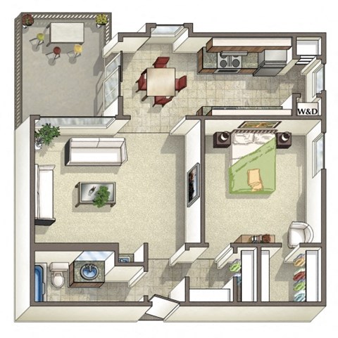 Duet Apartments in Lynnwood, Washington One Bedroom Floor Plan